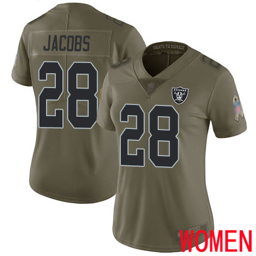 Oakland Raiders Limited Olive Women Josh Jacobs Jersey NFL Football #28 2017 Salute to Service Jersey